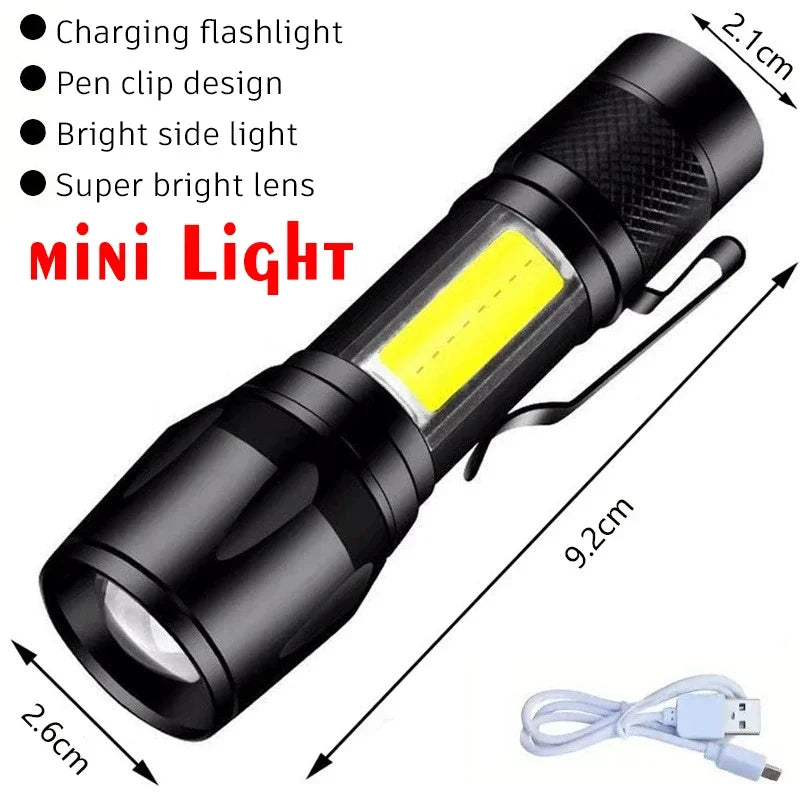 100000LM Super Bright Flashlight Type-C Rechargeable LED Torch Long Range Tactical Lamp for Outdoor Waterproof Camping Lantern