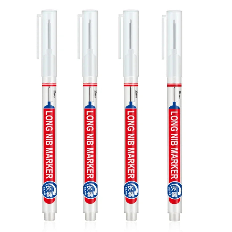 4Pcs/Set 20mm Deep Hole Long Nib Head Markers For Metal Perforating Pen Waterproof Bathroom Woodworking Decoration Multi-Purpose