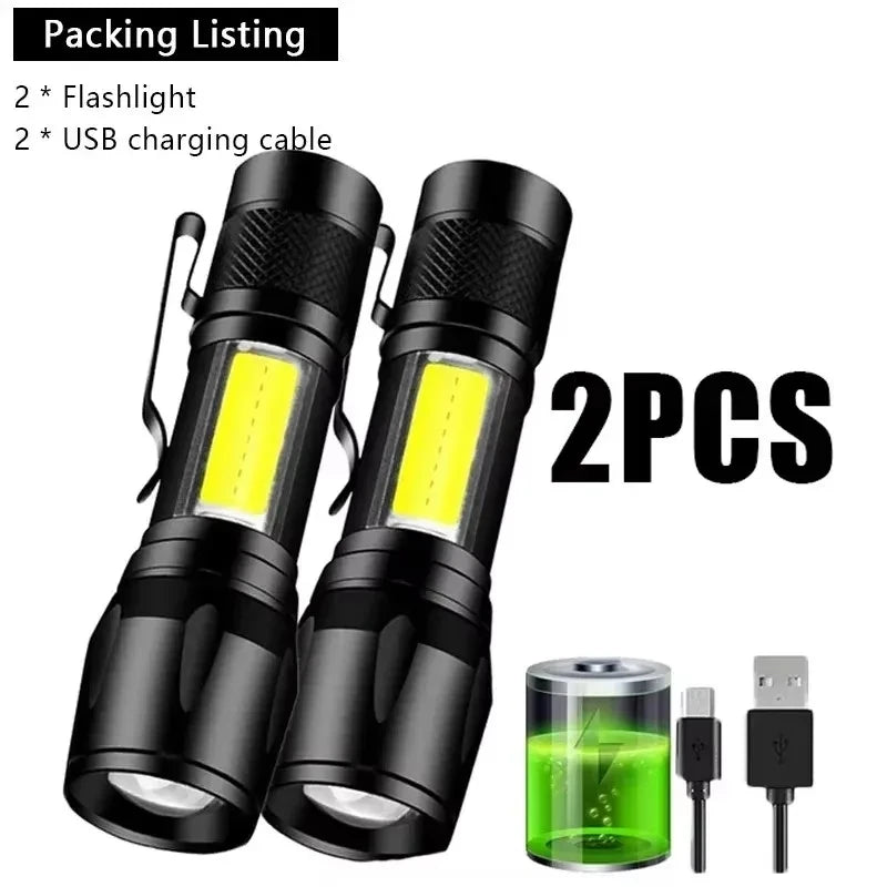 100000LM Super Bright Flashlight Type-C Rechargeable LED Torch Long Range Tactical Lamp for Outdoor Waterproof Camping Lantern