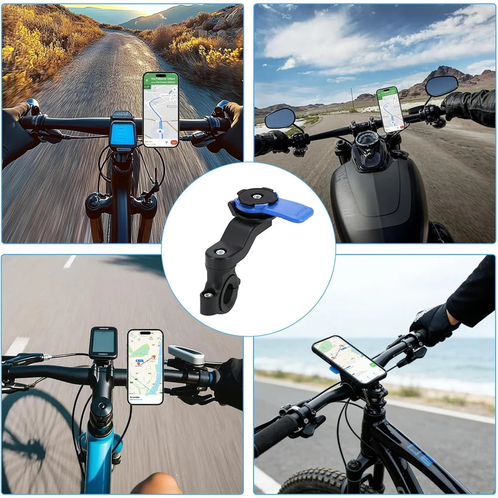 Motorcycle Phone Holder, Bicycle Navigation Holder 360° Rotating Riding Holder Universal Phone Holder Detachable and Adjustable.