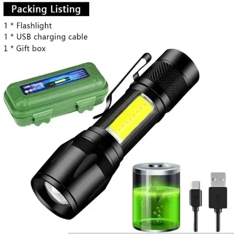 100000LM Super Bright Flashlight Type-C Rechargeable LED Torch Long Range Tactical Lamp for Outdoor Waterproof Camping Lantern
