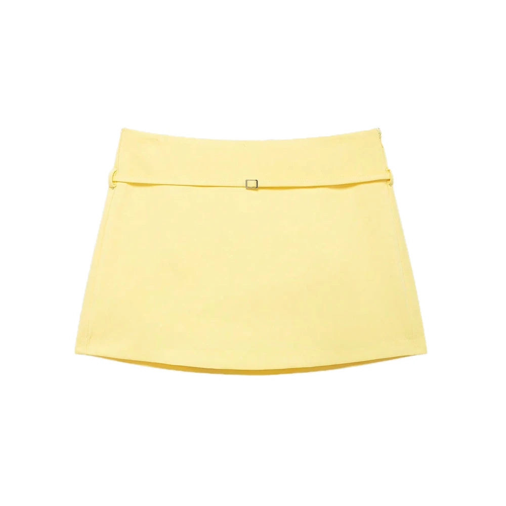Women's Solid Color Skort with Belt Side Zipper Casual Shorts Skirts Fashionable And Stylish Women's Clothing