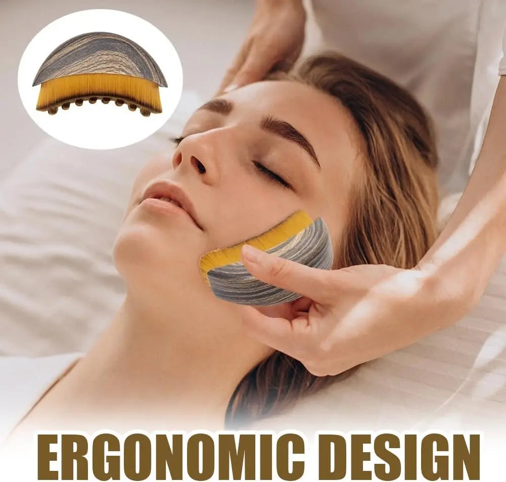 Lymphatic Contour Face Brush & Wooden Meridian Massage Comb Anti-static 6-Claw,Jawline Sculpting,Drainage Massager for Face&Head