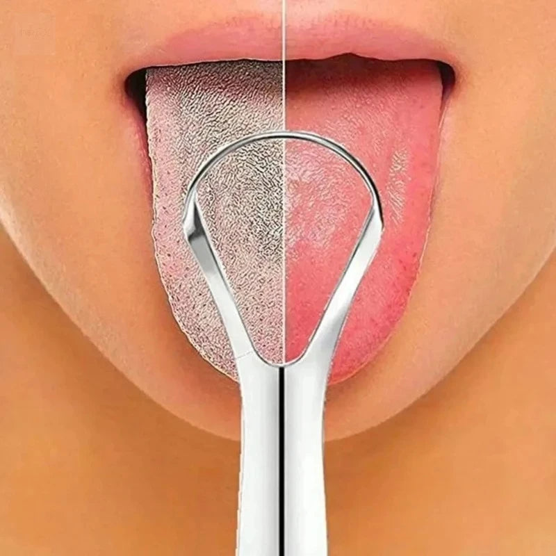 1Pcs Single Layer Stainless Steel Portable Tongue Scraper Reusable Oral Care Brush for Fresher Breath