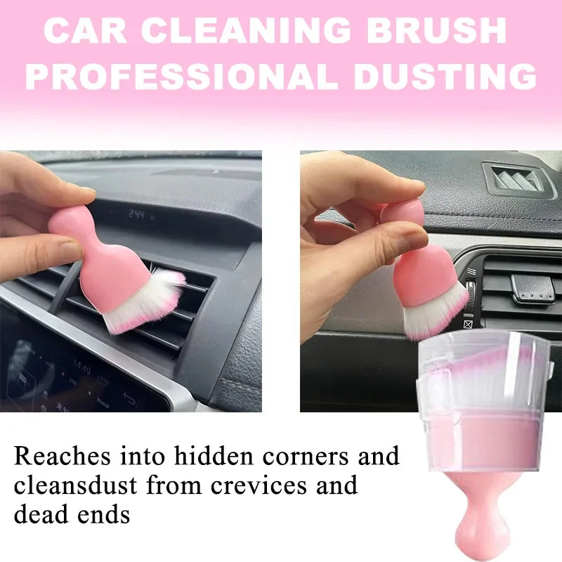 1/3/5PCS Pink Car Dust Removal Brush Air Conditioning Cleaning Brush Air Outlet Gap Dust Removal Interior Cleaning Tool