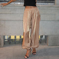 Linad Elegant Pink Crepe Loose Bloomers For Woman Street Chic Pleated Trousers Female Autumn Vintage High Waist Long Pants 2025