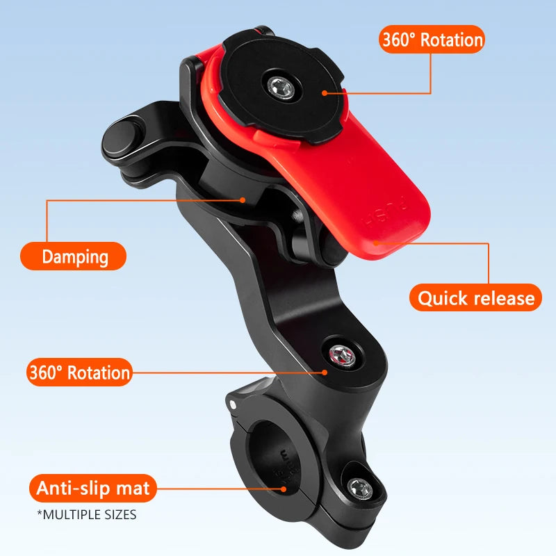 Motorcycle Phone Holder, Bicycle Navigation Holder 360° Rotating Riding Holder Universal Phone Holder Detachable and Adjustable.