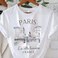 Asian Size 90s T Shirt Paris Women Print T-shirt Girl Short Sleeve Crew Neck Casual Top for Summer Spring Women's Clothing