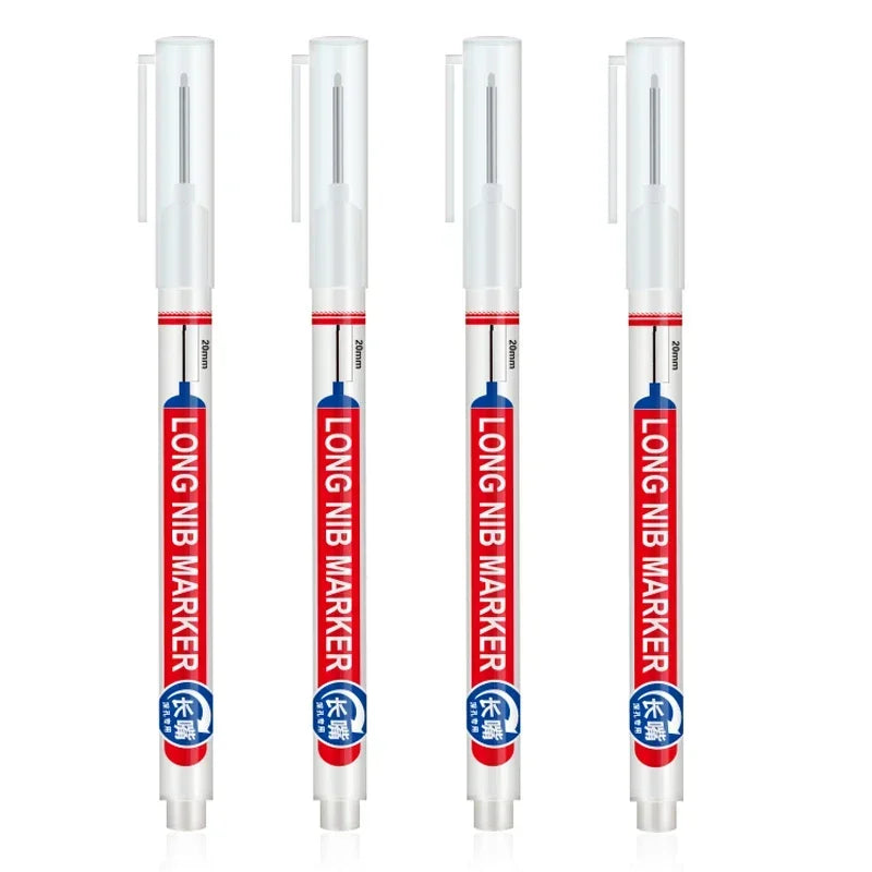 4Pcs/Set 20mm Deep Hole Long Nib Head Markers For Metal Perforating Pen Waterproof Bathroom Woodworking Decoration Multi-Purpose