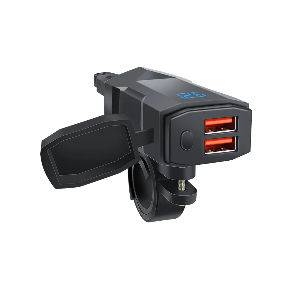 PD QC3.0 Motorcycle USB Fast Cellular Charger 12V Power Supply Adapter Type C Port Socket Connector with Switch Voltmeter