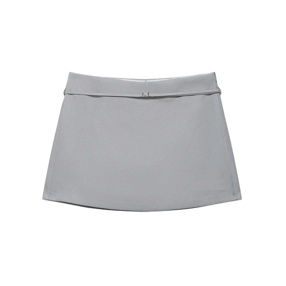 Women's Solid Color Skort with Belt Side Zipper Casual Shorts Skirts Fashionable And Stylish Women's Clothing