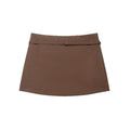 Women's Solid Color Skort with Belt Side Zipper Casual Shorts Skirts Fashionable And Stylish Women's Clothing