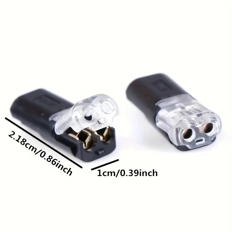 20/50/100 Pack of H2 2-Pin Pluggable Wire Connectors, Nylon Insulated Copper Quick-Connect Terminal Blocks, Suitable for Low-Voltage Cables, No Power Mode Required, No Electronic Components