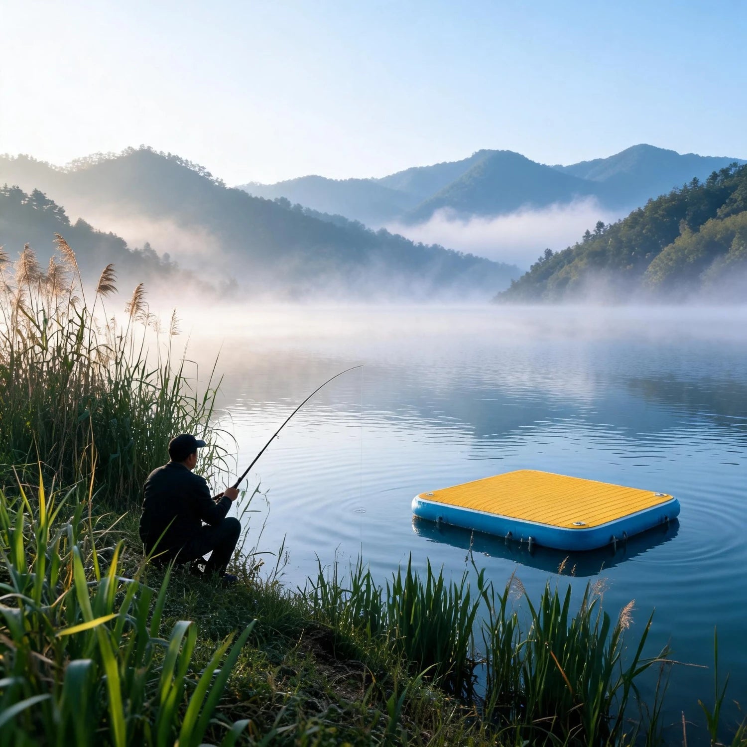 3m 4m Drop Stitch PVC Yacht Pontoon Dock Deck Floating Island Inflatable Water Platform for Lake