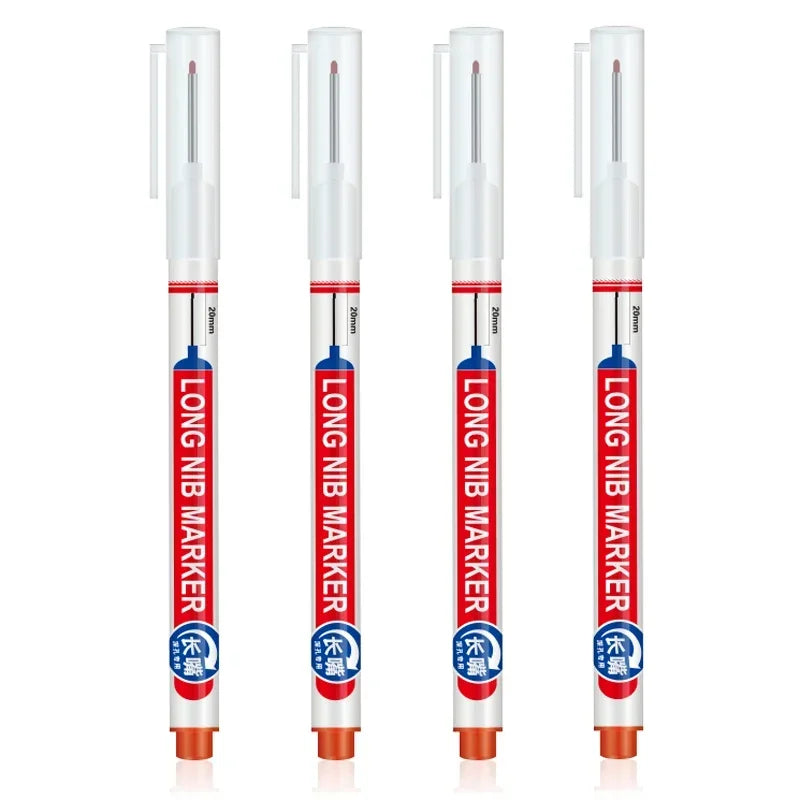 4Pcs/Set 20mm Deep Hole Long Nib Head Markers For Metal Perforating Pen Waterproof Bathroom Woodworking Decoration Multi-Purpose